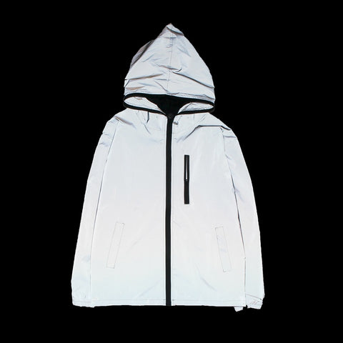New 3m full reflective jacket men / women harajuku windbreaker jackets hooded hip-hop streetwear night shiny coats 3m jacket