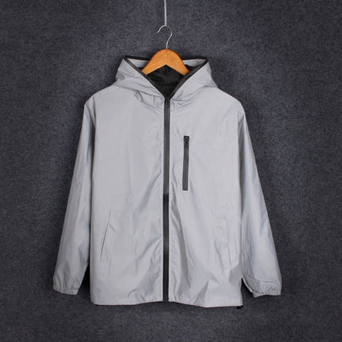 New 3m full reflective jacket men / women harajuku windbreaker jackets hooded hip-hop streetwear night shiny coats 3m jacket