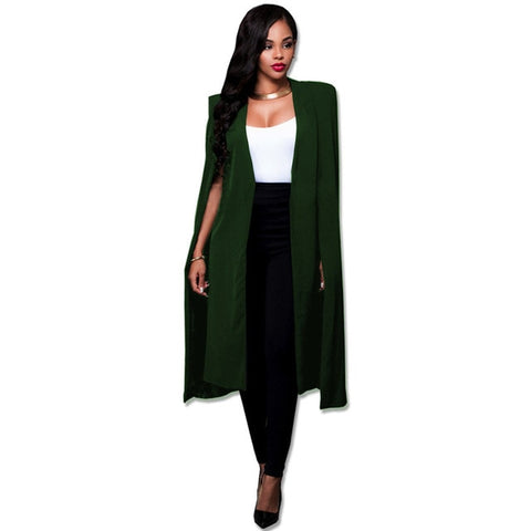 S-4XL Fashion Cloak Cape Blazer Women Autumn Winter Coat Lapel Split Long Sleeve Casual Suit Jacket Outerwear Workwear Plus Size