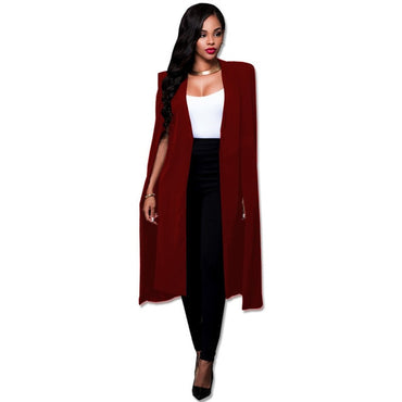 S-4XL Fashion Cloak Cape Blazer Women Autumn Winter Coat Lapel Split Long Sleeve Casual Suit Jacket Outerwear Workwear Plus Size
