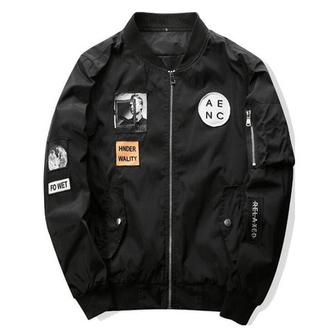 IGGY New High Quality Men Bomber Jacket Hip Hop Patch Designs Slim Fit Pilot Bomber Jacket Coat Men Jackets Plus Size XXXXL