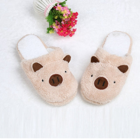 2018 New Lovely Women Flip Flop Cute Pig Shape Home Floor Soft Stripe Slippers Female Shoes Girls Winter Spring Warm Shoes