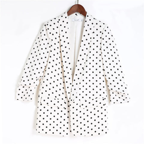 Women Fashion Polka Dot Office Ladies Blazer Female Black White Shawl Collar Fashion Brand Suit Jacket Casual Elegant Jacket 5XL