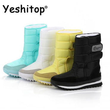 Female Snow Boots Winter Boots women flat waterproof 2018 Shoes Botas Mujer Botas femininas de inverno Black White plus size