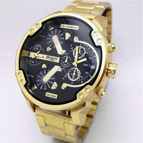 Brand Luxury Big Dial Men Watch Military Quartz Watch Leather Stainless Steel Casual Sport Business Metal Wristwatch Men's Clock