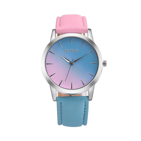 Retro Rainbow Design Leather Band Analog Alloy Quartz Wrist Watch Relogio Feminino Women Watches Reloj Mujer Bayan Kol Saati