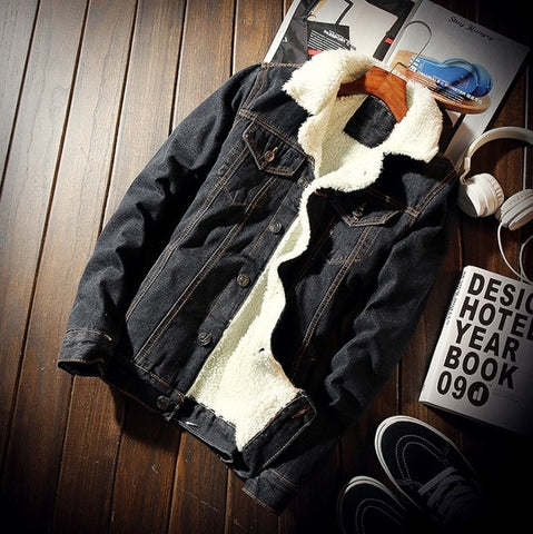 Men Jacket and Coat Trendy Warm Fleece Thick Denim Jacket 2019 Winter Fashion Mens Jean Jacket Outwear Male Cowboy Plus Size 6XL