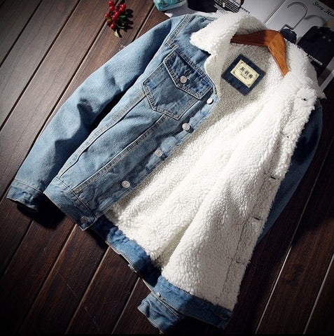 Men Jacket and Coat Trendy Warm Fleece Thick Denim Jacket 2019 Winter Fashion Mens Jean Jacket Outwear Male Cowboy Plus Size 6XL