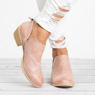 Laamei New Autumn Women Boots Female Square Heel Slip on Women High heels Shoes Pointed Toe Casual Ladies Fashion Shoes Women
