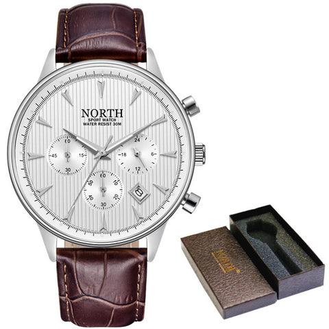 Relogio Masculino Luxury Brand NORTH Men Watches Auto Date Chronograph Quartz Watch Men Gold Casual Sport Military Wrist Watch