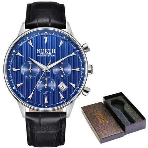 Relogio Masculino Luxury Brand NORTH Men Watches Auto Date Chronograph Quartz Watch Men Gold Casual Sport Military Wrist Watch