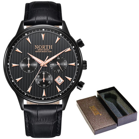 Relogio Masculino Luxury Brand NORTH Men Watches Auto Date Chronograph Quartz Watch Men Gold Casual Sport Military Wrist Watch