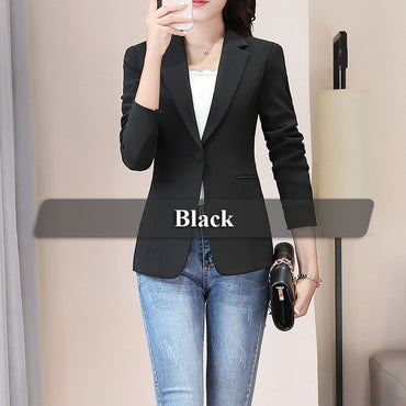 Lenshin New Fashion Blazer S mple Jacket for Women Two Pockets Candy Color Coat Single Button Outerwear Female Office Lady Tops