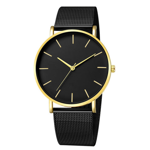 Montre Femme Modern Fashion Black Quartz Watch Women Mesh Stainless Steel Bracelet High Quality Casual Wrist Watch for Woman