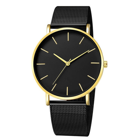 Montre Femme Modern Fashion Black Quartz Watch Women Mesh Stainless Steel Bracelet High Quality Casual Wrist Watch for Woman