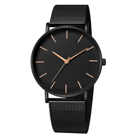 Montre Femme Modern Fashion Black Quartz Watch Women Mesh Stainless Steel Bracelet High Quality Casual Wrist Watch for Woman