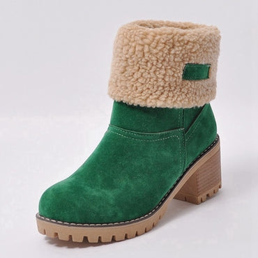 ASILETO Women Boots Female Winter Shoes Woman Fur Warm Snow Boots Square heels bottines Ankle Boots platform botas mujer B675