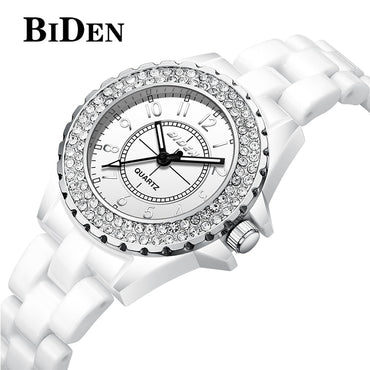 BIDEN Brand Fashion Watch Women Luxury Ceramic And Alloy Bracelet Analog Wristwatch Relogio Feminino Montre Relogio