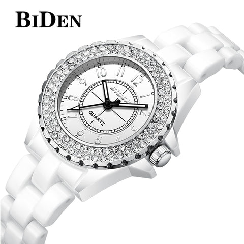 BIDEN Brand Fashion Watch Women Luxury Ceramic And Alloy Bracelet Analog Wristwatch Relogio Feminino Montre Relogio
