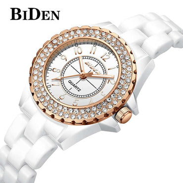 BIDEN Brand Fashion Watch Women Luxury Ceramic And Alloy Bracelet Analog Wristwatch Relogio Feminino Montre Relogio