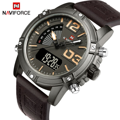NAVIFORCE 9095 Watch Men Luxury Brand Men Quartz Sports Military Watches Men Digital Casual Electronic Waterproof Quartz-watch