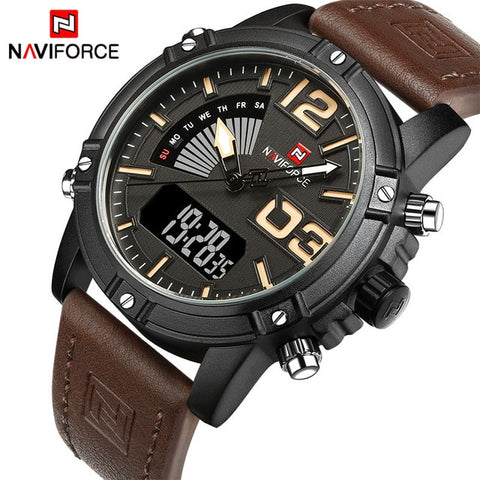 NAVIFORCE 9095 Watch Men Luxury Brand Men Quartz Sports Military Watches Men Digital Casual Electronic Waterproof Quartz-watch