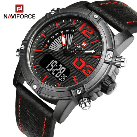 NAVIFORCE 9095 Watch Men Luxury Brand Men Quartz Sports Military Watches Men Digital Casual Electronic Waterproof Quartz-watch