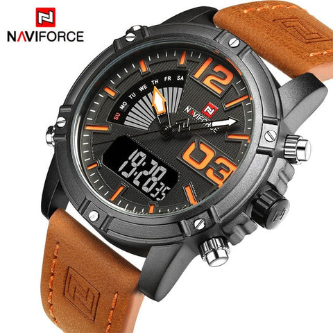 NAVIFORCE 9095 Watch Men Luxury Brand Men Quartz Sports Military Watches Men Digital Casual Electronic Waterproof Quartz-watch