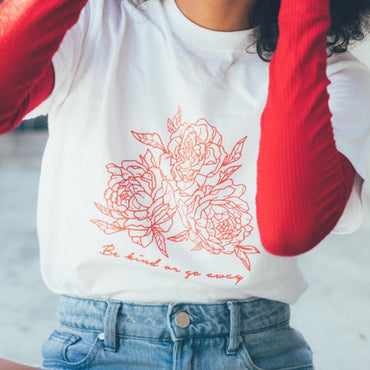 Hillbilly Drop Shipping Women's Red Floral Printing White Cotton T shirt Short Sleeve O neck Casual Kawaii Tops & Tees Girl Gift