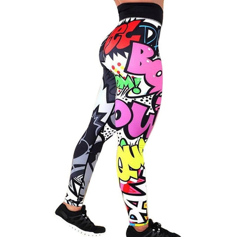 Vertvie Letter Printed Women Sport Leggings High Waisted Push Up Yoga Pants Woman Gym Fitness Running Tights Running Legins